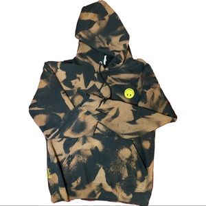 Smily face bleach dye hoodie